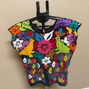 100% Hand made -Mexican Hand Embroidered Jalapa Blouse medium/large
